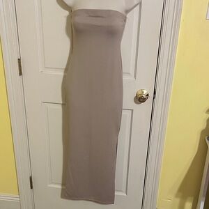 Heart Hips Strapless Taupe Dress